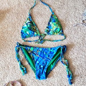 Blue green gold swirl bikini